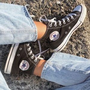 brand new black high top converse